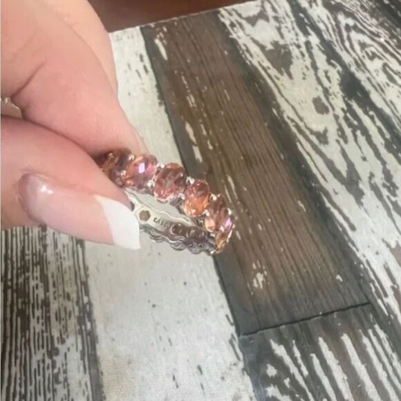 925 Eternity Band *Champagne* Oval Cut Stones Sz 8 - Picture 7 of 8